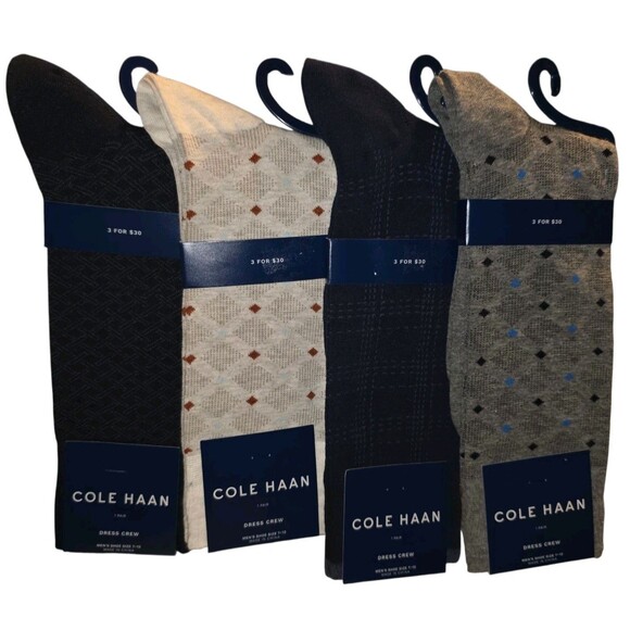 Cole Haan Dress Crew Sock ~ Men's Size 7-12  ~ (4) Pairs - Picture 1 of 7
